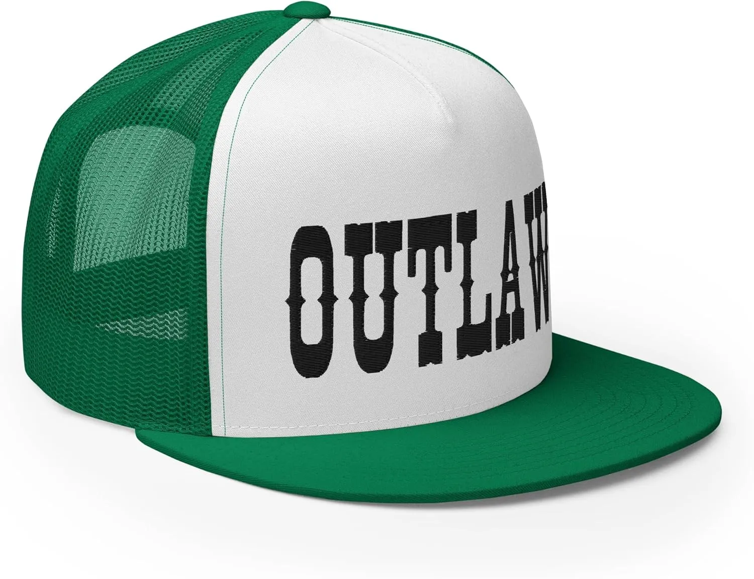 Western Outlaw Trucker Hat Flat Bill High Crown Adjustable Cowboy Rodeo Cap