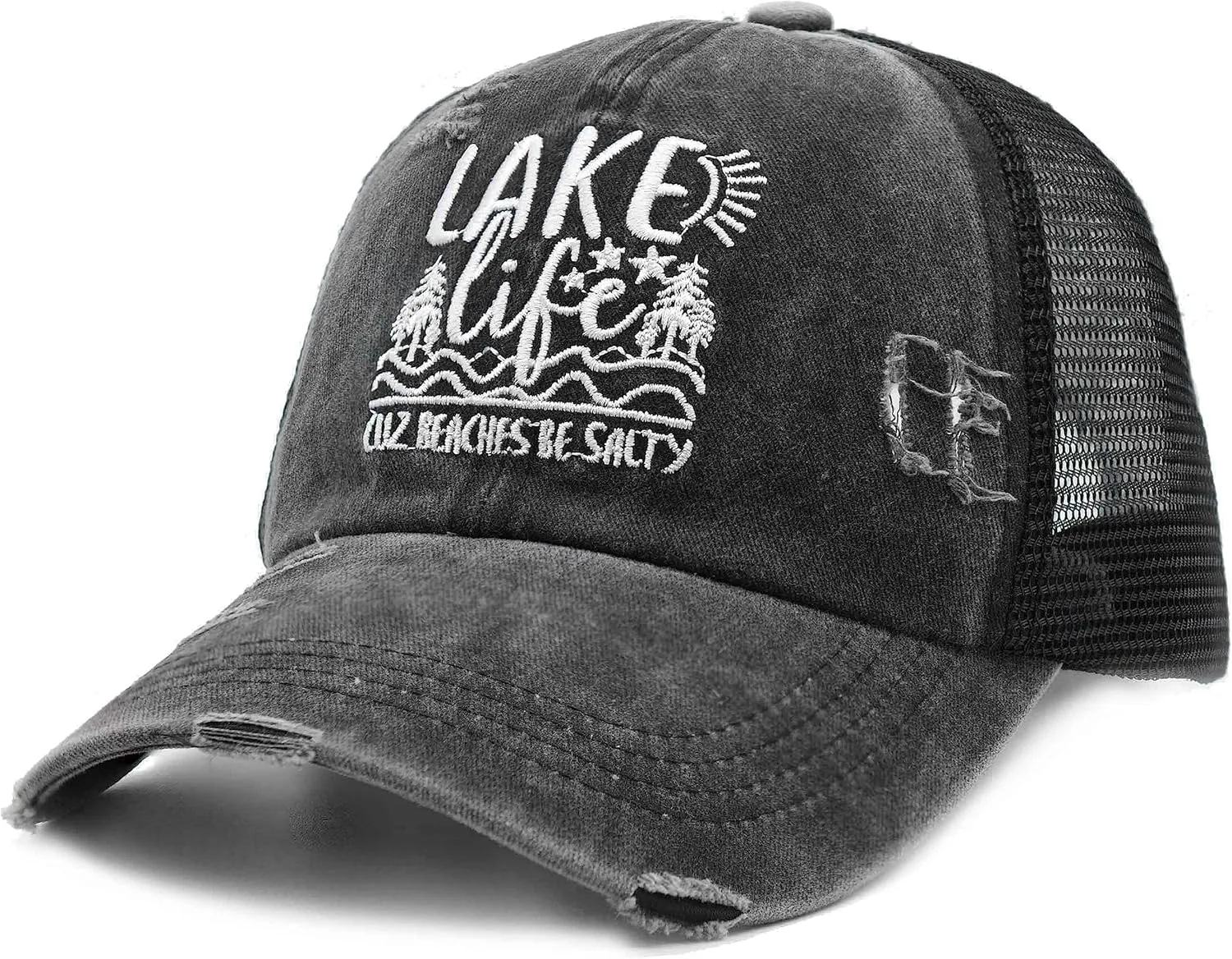 Women's Lake Life Baseball Caps Summer Adjustable Denim Dad Hat Black