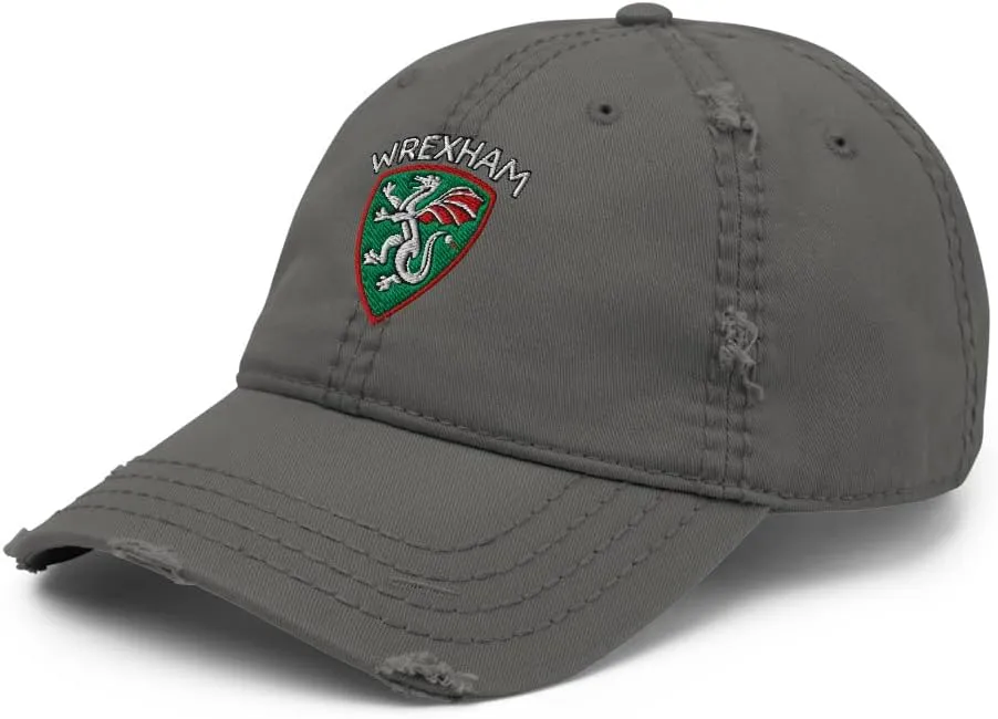 Wrexham AFC Minimalist Dragon Design Embroidered Distressed Dad Hat Soccer Football Cap