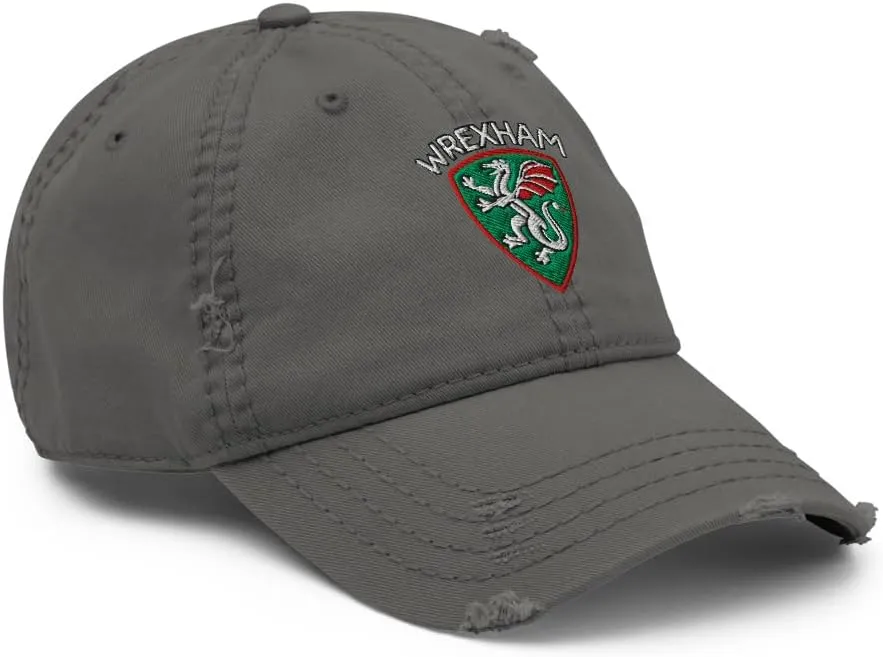 Wrexham AFC Minimalist Dragon Design Embroidered Distressed Dad Hat Soccer Football Cap