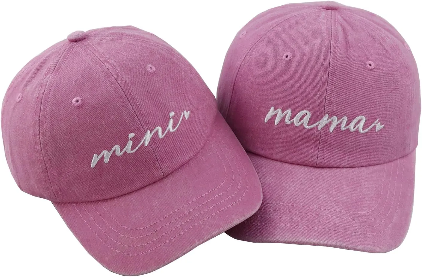 Xpayzere 2 PCS Mama and Mini Hats for Mom Girls 3-10 Years, Adjustable Embroidered Cotton Baseball Cap